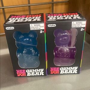 Nee Doh Gummy Bear TWO one Vibrant Blue and one Purple